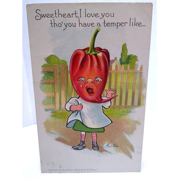 Fantasy Postcard Tuck E Curtis Pepper Face Anthropomorphic Girl Series 2 1908 - Picture 2 of 3